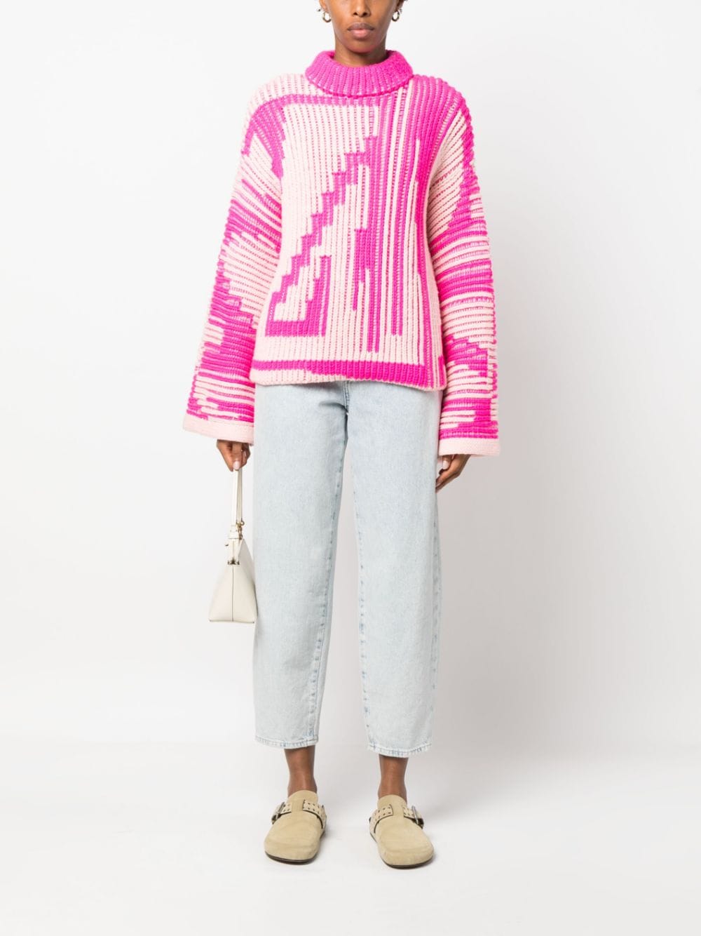 Shop Forte Forte Chunky-knit Virgin-wool Jumper In Pink