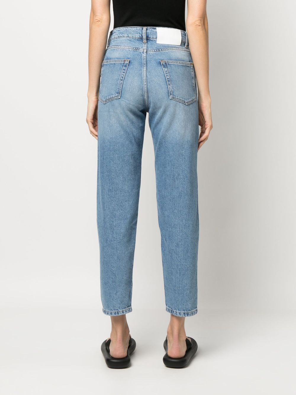 Shop Rohe Tapered Cropped Jeans In Blue