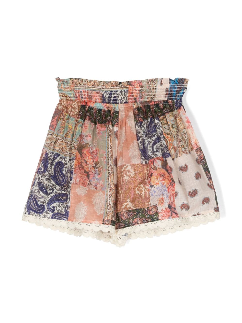 Zimmermann Kids' Paisley-patchwork Cotton Shorts In Pink