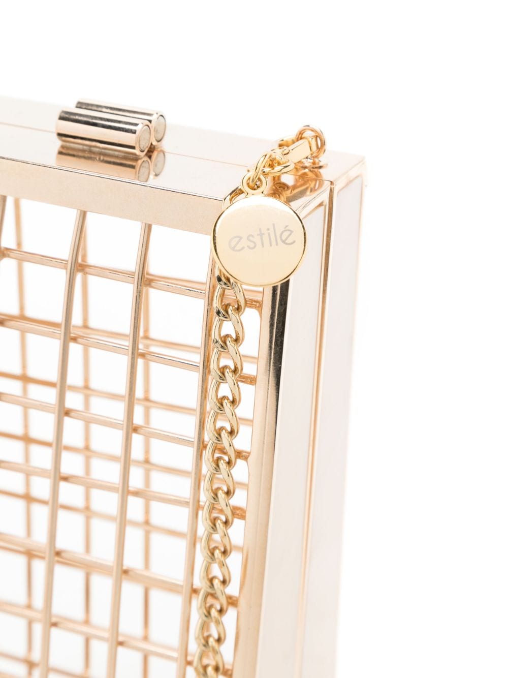 Shop Estilé Box Cage Mini Bag In Gold