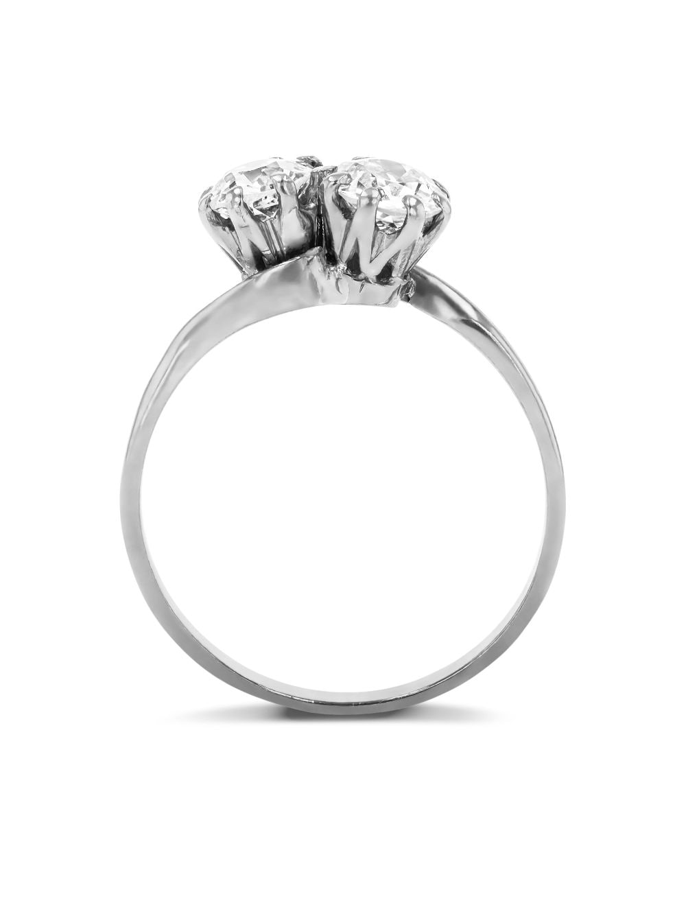 Pre-owned Pragnell Vintage 18kt White Gold Toi Et Moi Diamond Ring In Silver