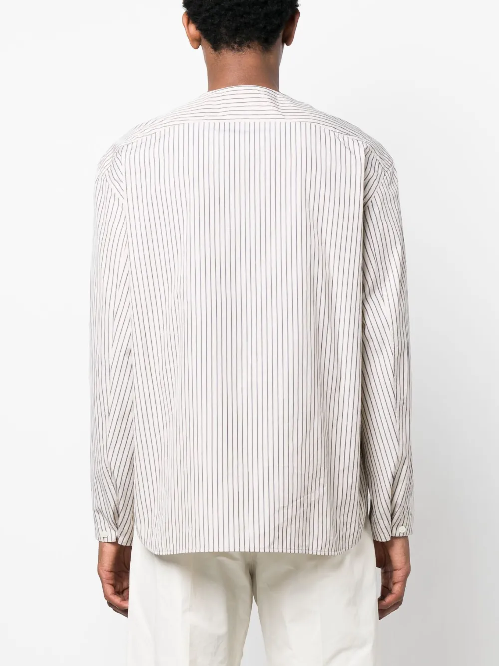 Lemaire Gusset-detail Striped Shirt In Neutrals