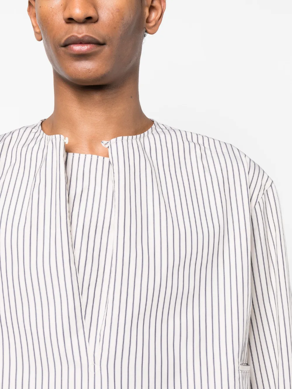 Lemaire Gusset-detail Striped Shirt In Neutrals