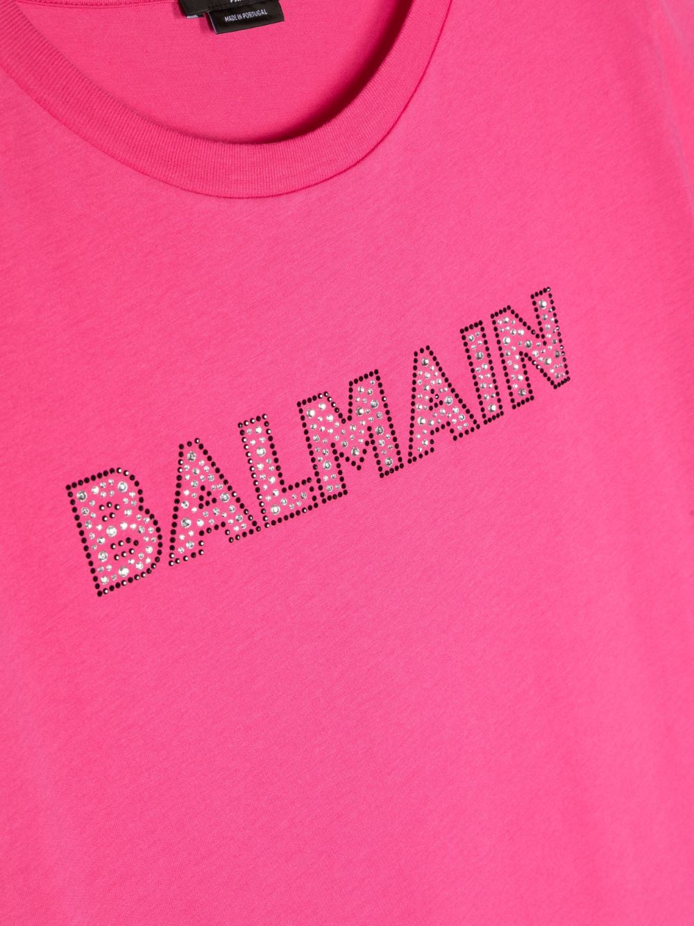 Shop Balmain Crystal-embellished Logo T-shirt In Pink