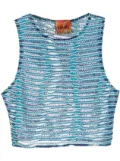 VITELLI semi-sheer cropped top - Blue