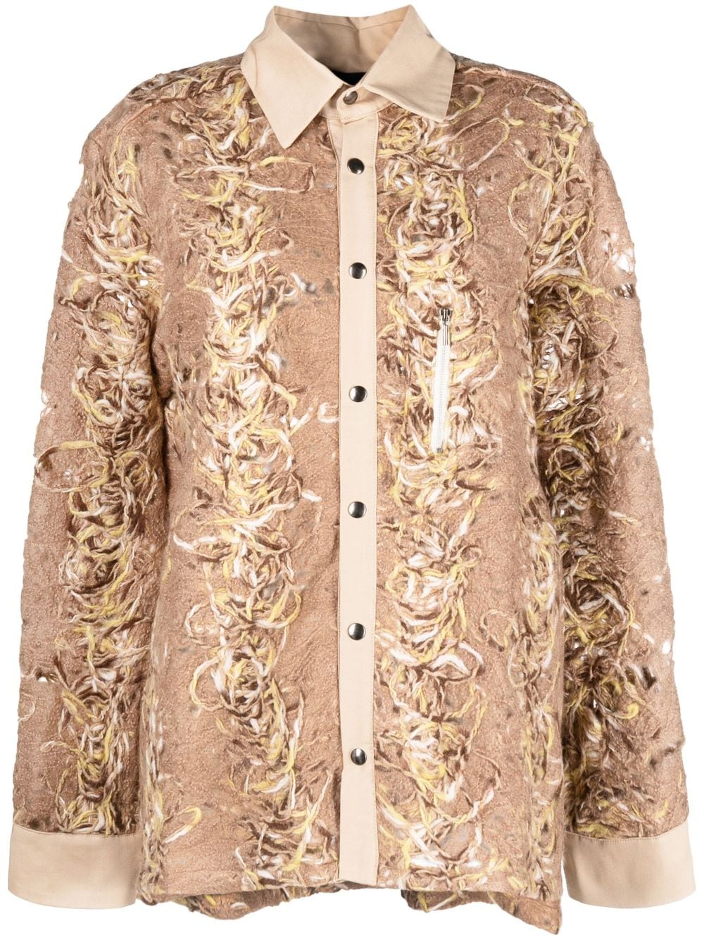 Shop Vitelli Distressed-effect Long-sleeve Shirt In Neutrals