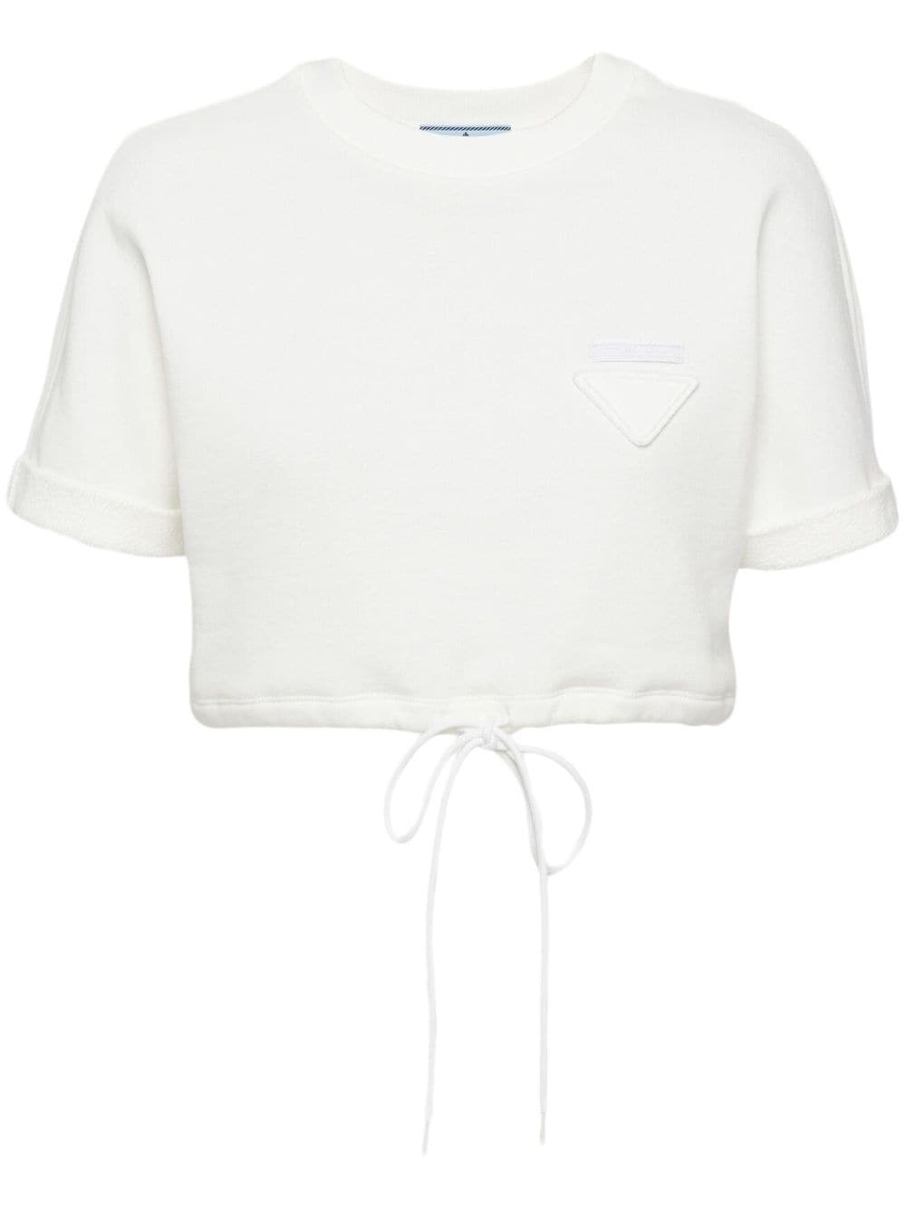 Prada Cropped Short-sleeve Top In White