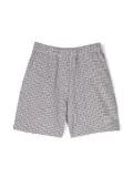 Douuod Kids logo-print plaid shorts - White