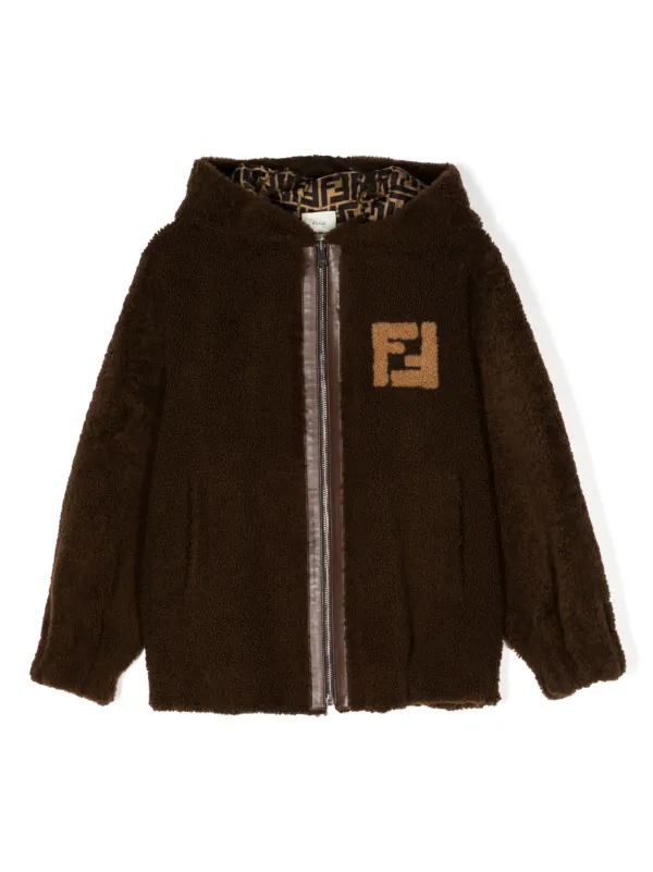 Fendi Kids モノグラム フーデッドコート | ブラウン | FARFETCH JP