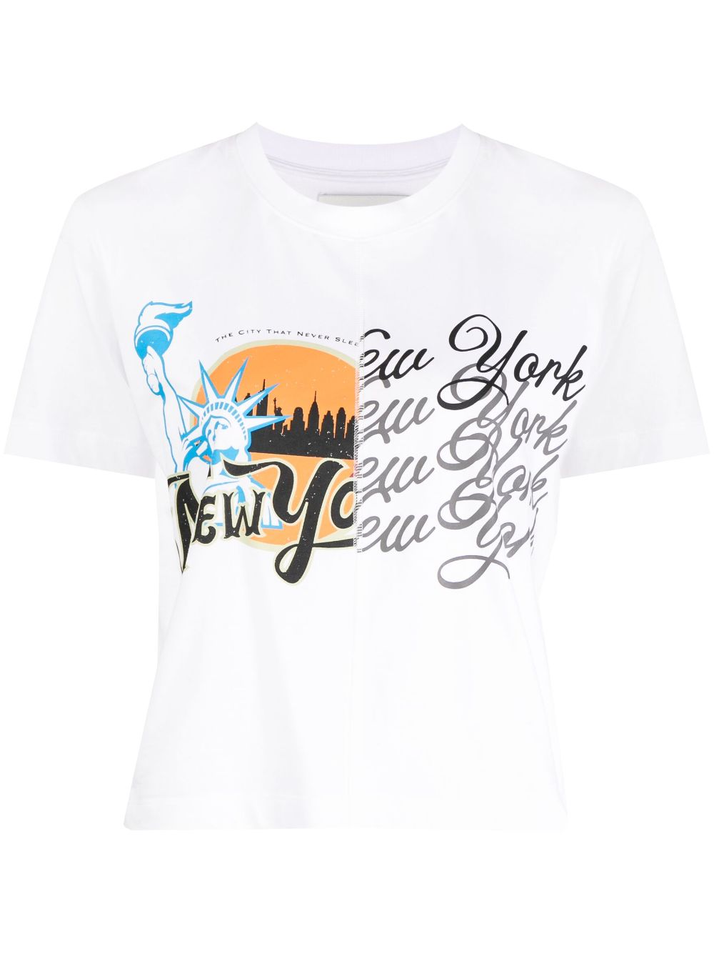 3.1 Phillip Lim / フィリップ リム Graphic-print Cropped T-shirt In White