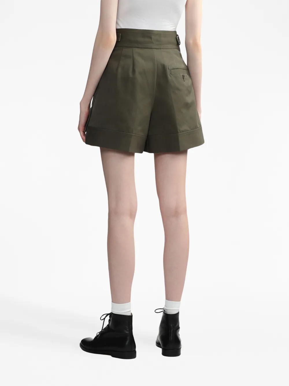 3.1 Phillip Lim Belted-waist Cotton Shorts In Green