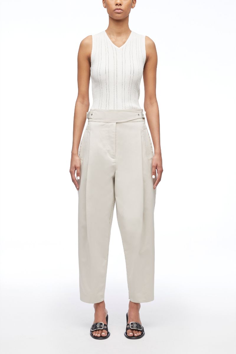 Utility Faille Pleated Tapered Trouser in white | 3.1 Phillip Lim