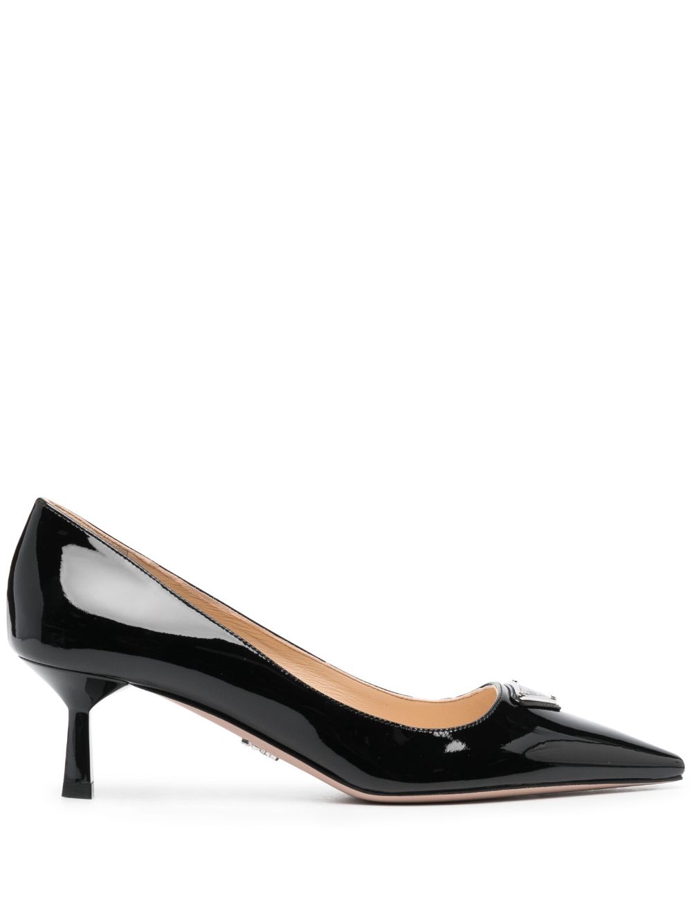 PRADA LOGO-PLAQUE 65MM LEATHER PUMPS