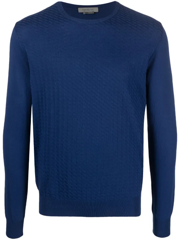 Corneliani Long-sleeved Cotton Sweatshirt in Blue