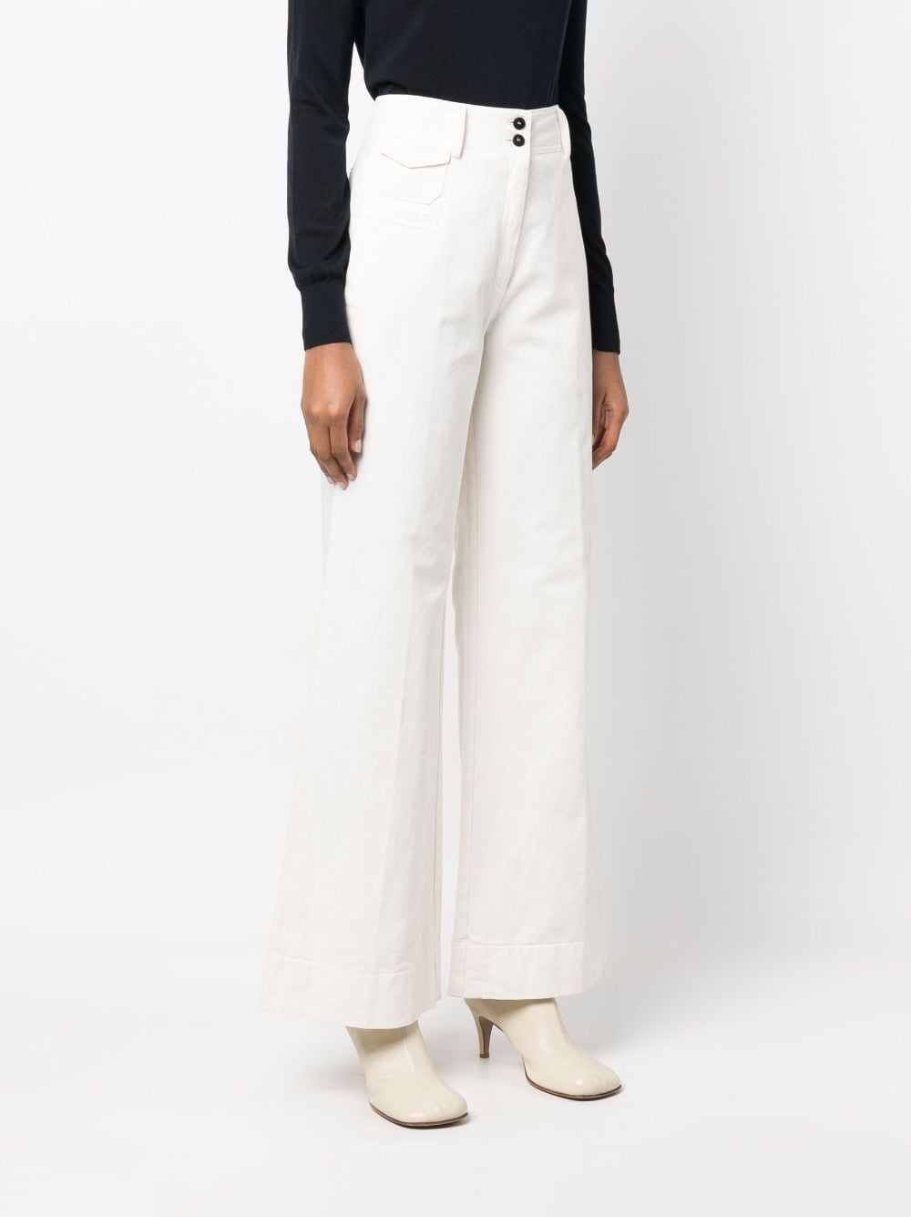 Shop Forte Forte Wide-leg Mid-rise Trousers In Neutrals