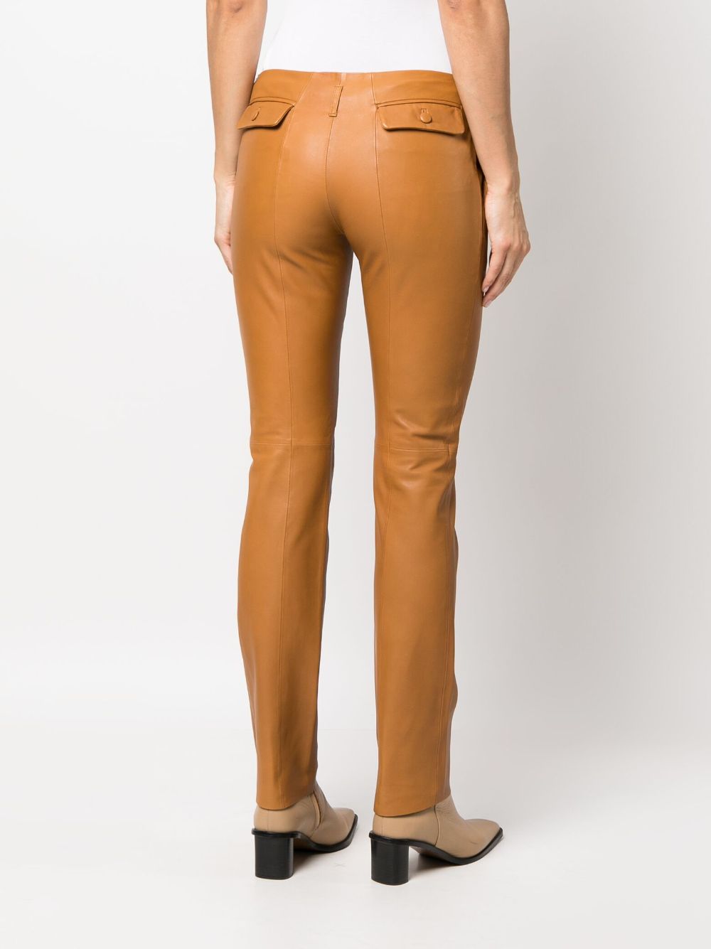 Shop Forte Forte Tapered-leg Leather Trousers In Brown