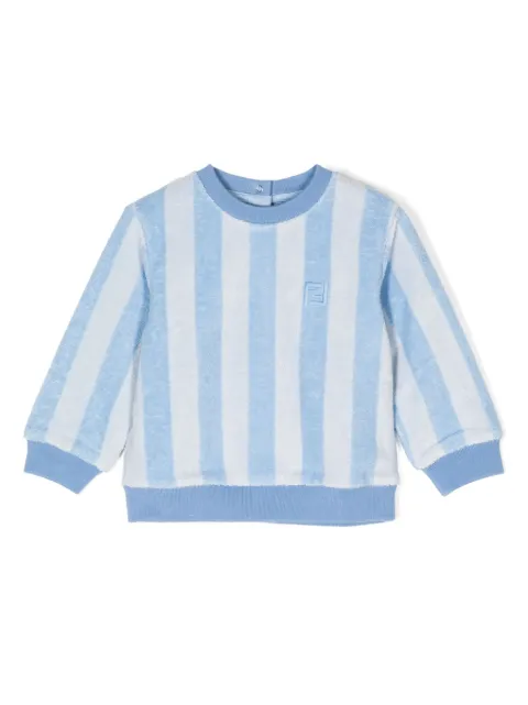 Fendi Kids FF-logo embroidery stripe-pattern sweatshirt 