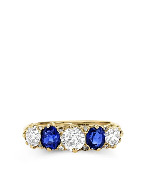 Bague en 18ct en sertie saphirs et de diamants - Pragnell Vintage - Modalova