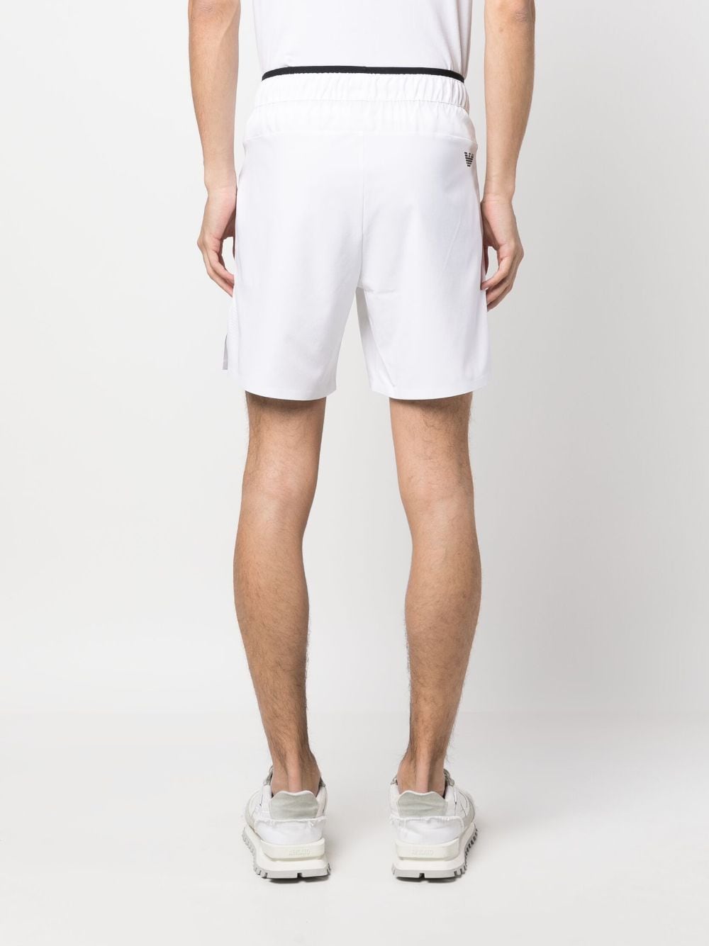Shop Ea7 Logo-print Side-slit Shorts In White
