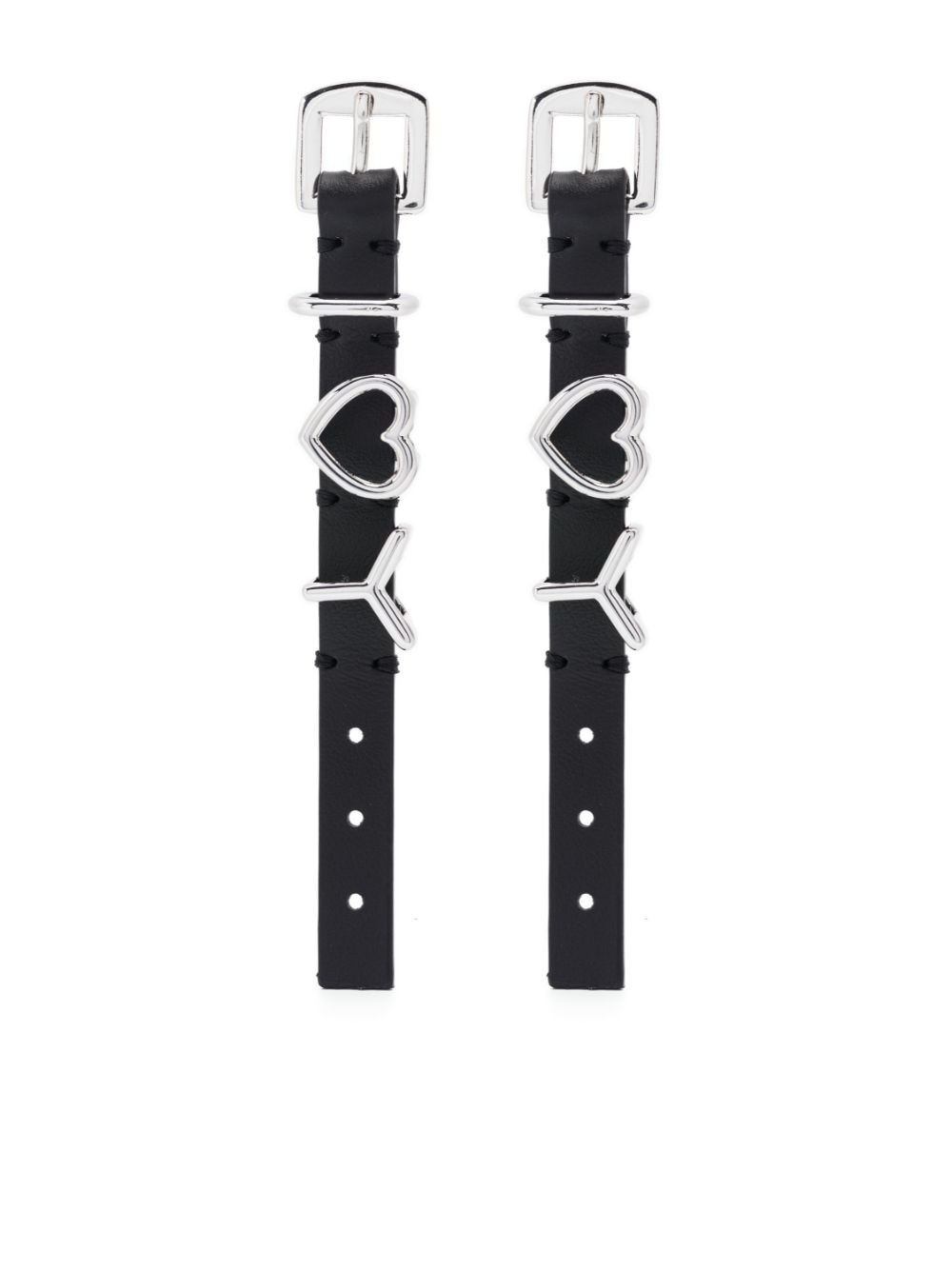 Shop Y/project Belt-shape Calf-leather Earrings In Black