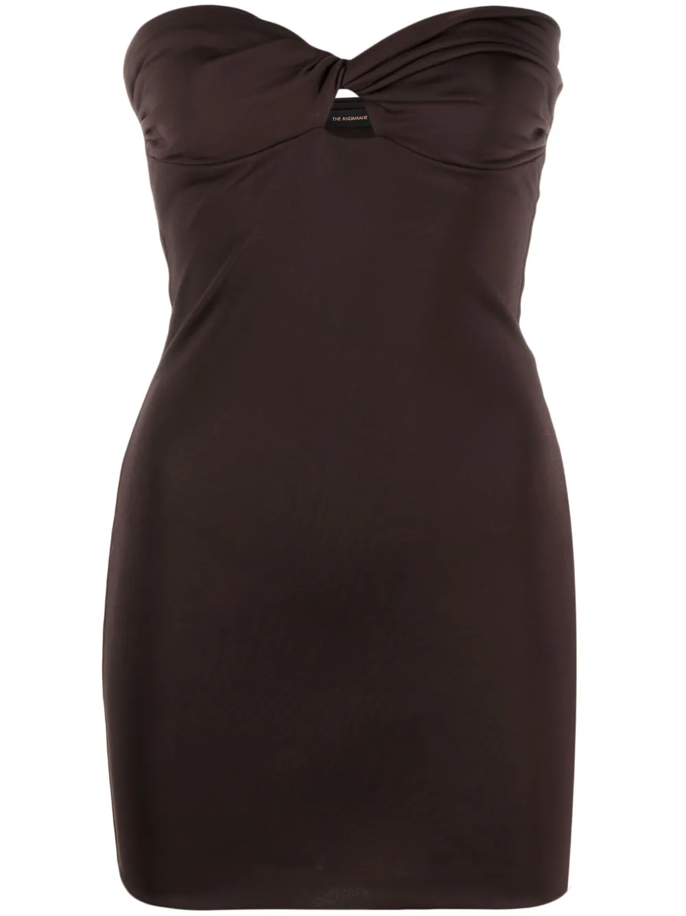 The Andamane Cut-out Strapless Minidress In Brown