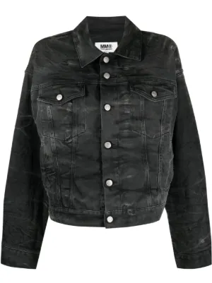 Black oversized clearance distressed denim jacket