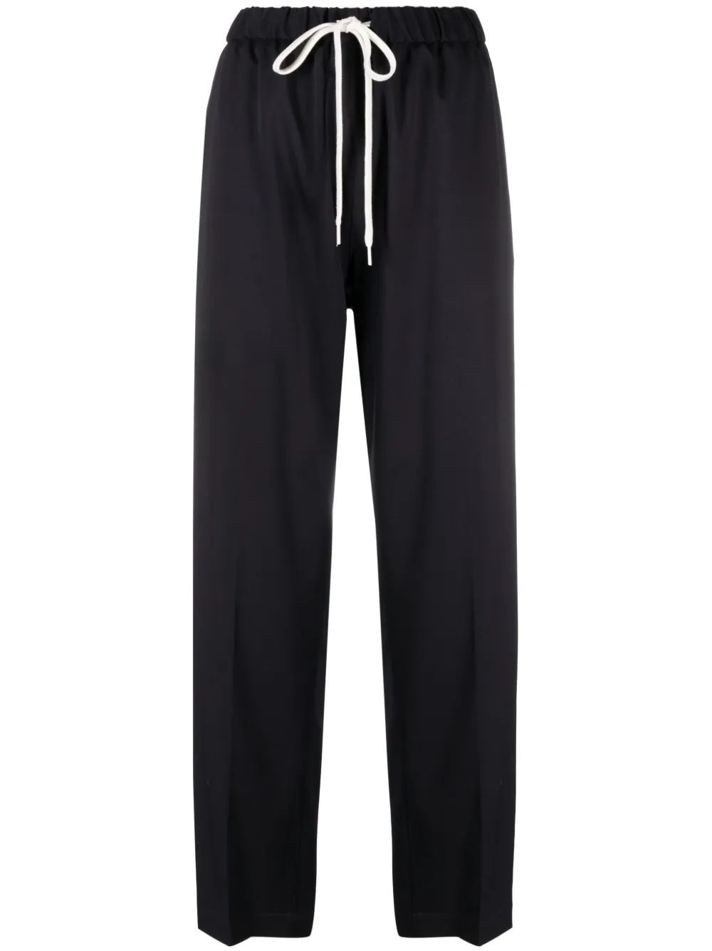 Shop Mm6 Maison Margiela Straight-leg Drawstring Trousers In Black