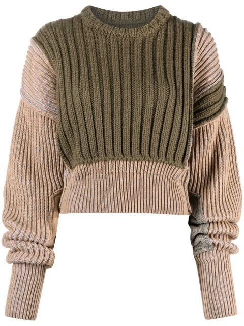 MM6 Maison Margiela patchwork chunky ribbed-knit jumper