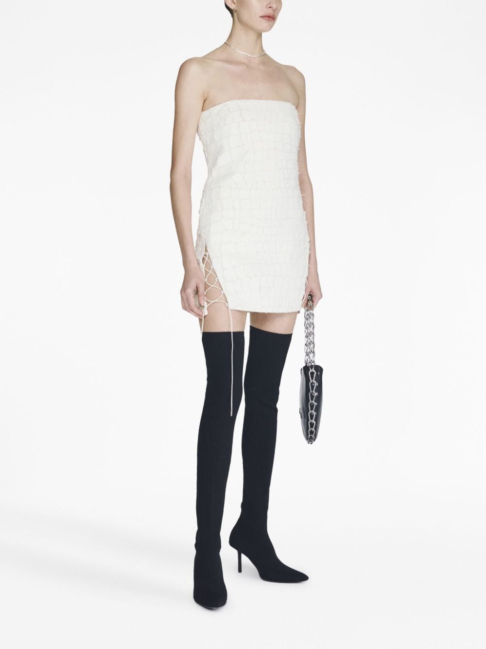 Shop Dion Lee Snakeskin-effect Leather Mini Dress In White