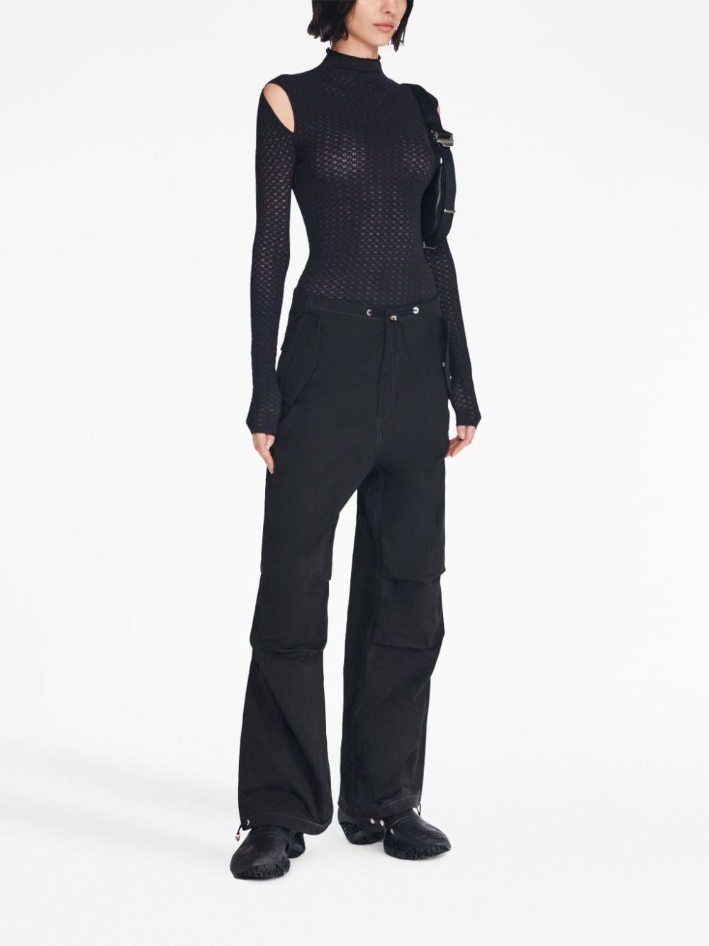 Dion Lee Serpent lace cut-out jumper - Zwart