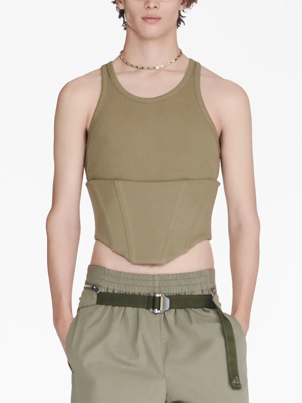 Shop Dion Lee Float Corset-style Top In Green