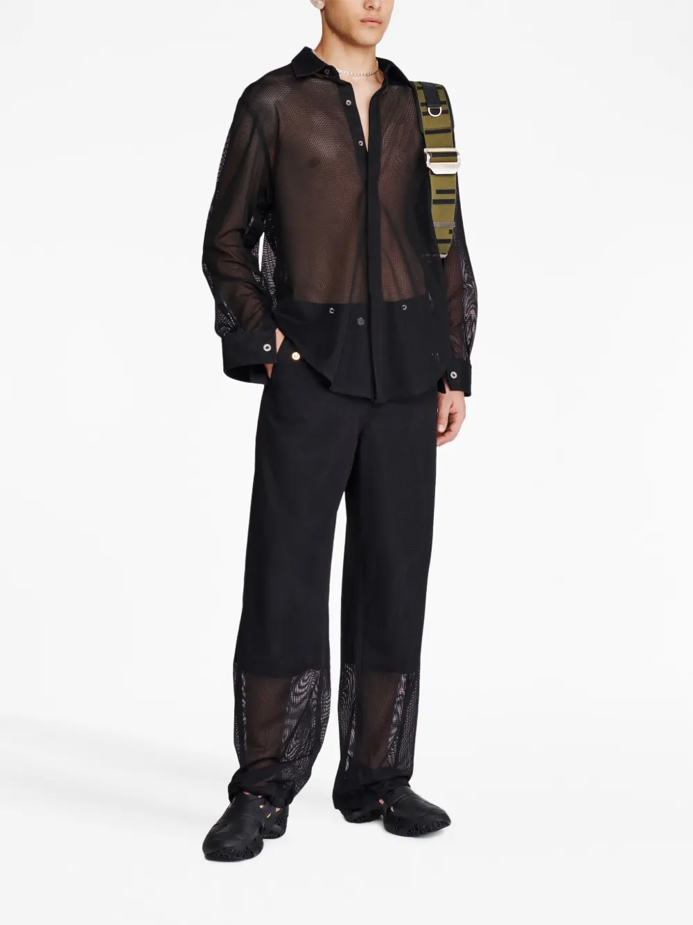 Dion Lee semi-sheer long-sleeve shirt - Zwart