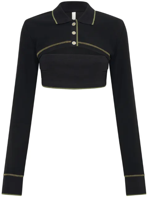 Dion Lee haut crop en coton à col polo 