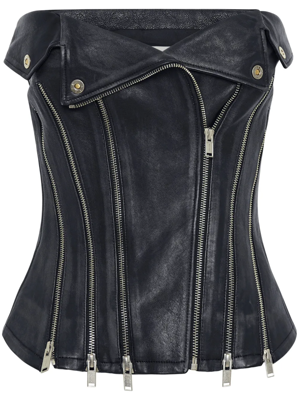 Dion Lee Biker Zipped Leather Corset Top In Black