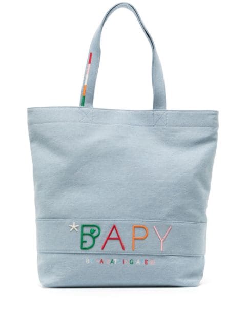 BAPY BY *A BATHING APE® logo-embroidered denim tote bag