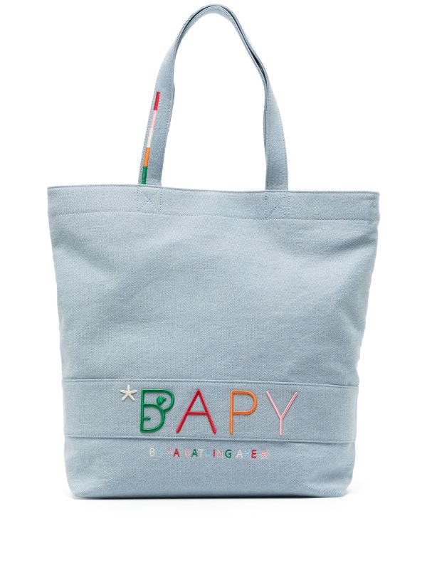 BAPY BY *A BATHING APE® logo-embroidered Denim Tote Bag - Farfetch