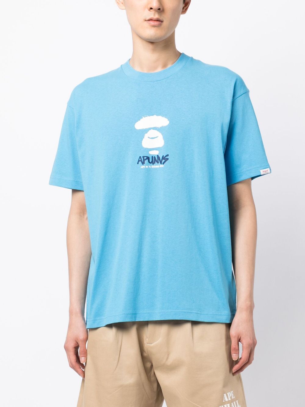 Shop Aape By A Bathing Ape Logo-print Cotton T-shirt In Blue