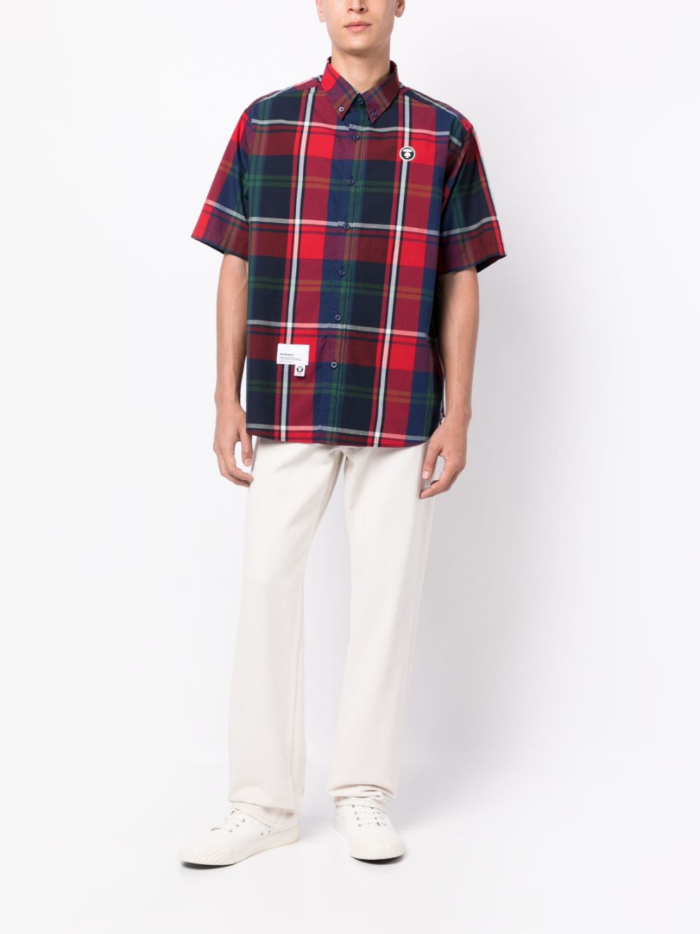 Shop Aape By A Bathing Ape Check-print Short-sleeved Shirt In Rot
