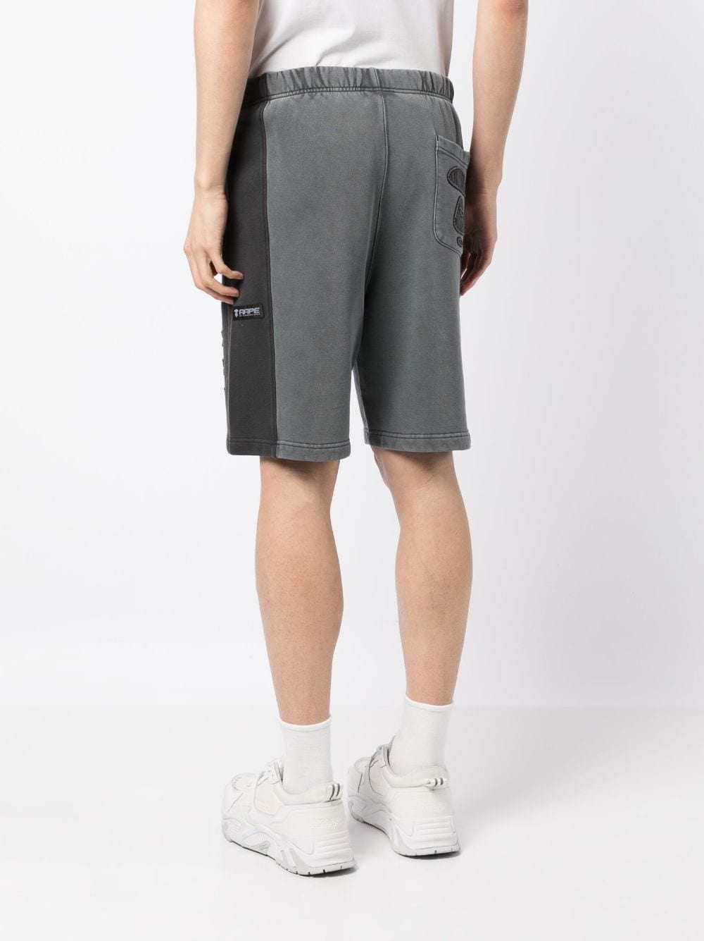 Shop Aape By A Bathing Ape Logo-embroidered Panelled Shorts In Grey