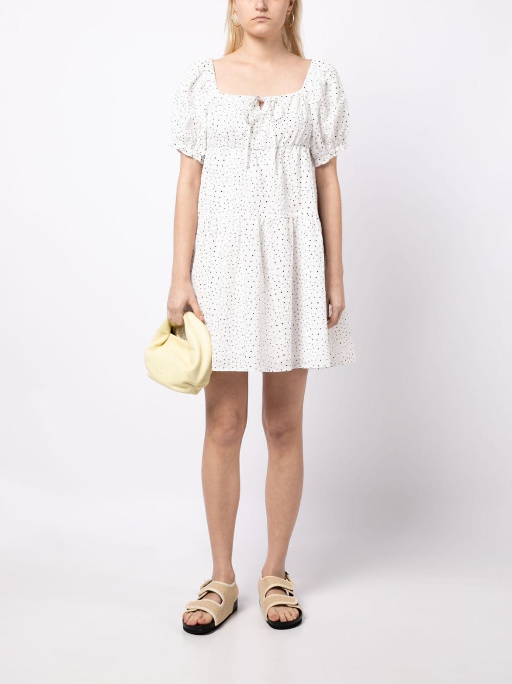 Shop B+ab Polka-dot Print Cotton Minidress In White