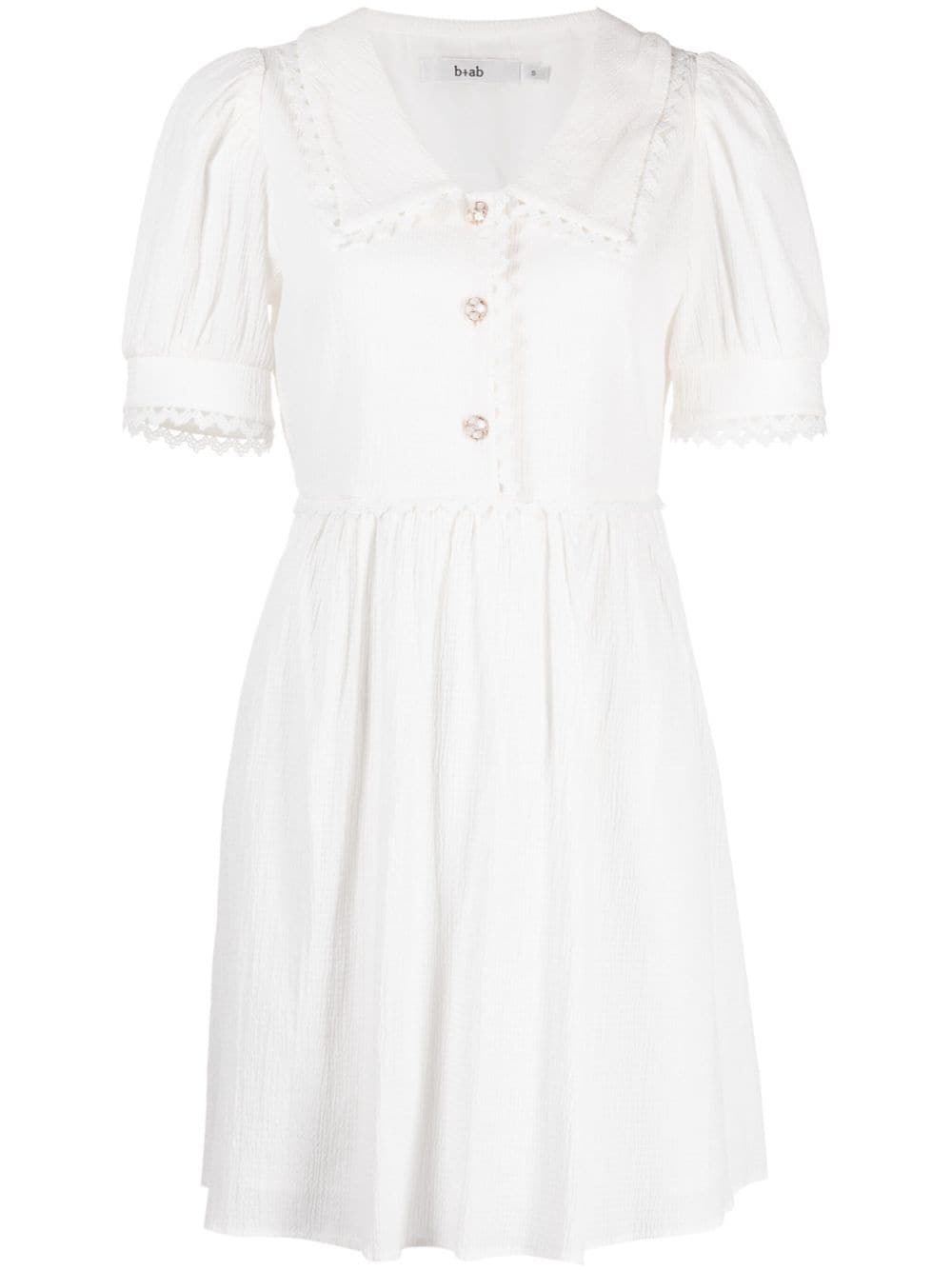 B+ab Short-sleeve Textured Minidress In White