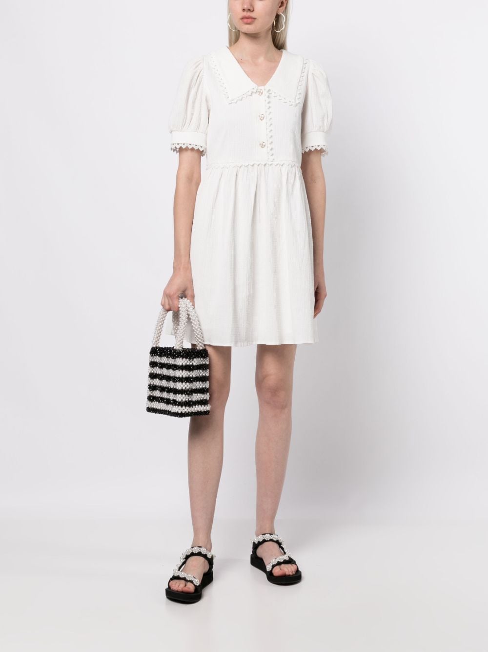 Shop B+ab Short-sleeve Textured Minidress In White