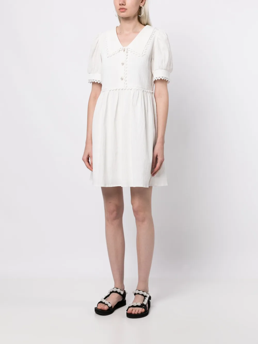 Shop B+ab Short-sleeve Textured Minidress In White