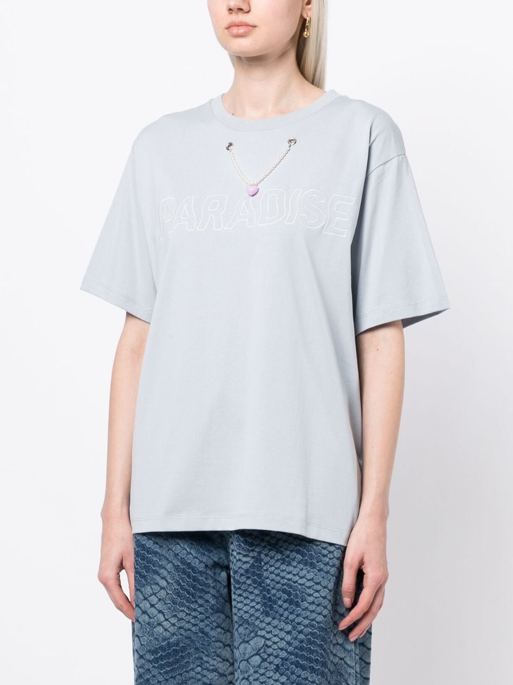 Shop B+ab Chain-detail Cotton T-shirt In Blue
