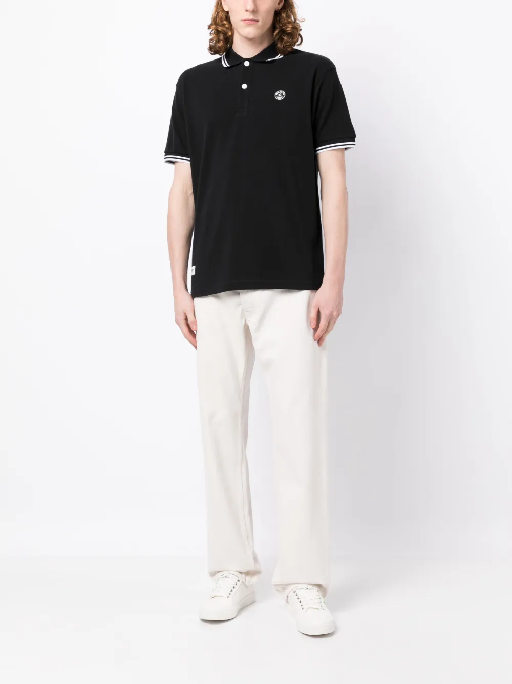 CHOCOOLATE piqué logo-patch polo shirt - Zwart