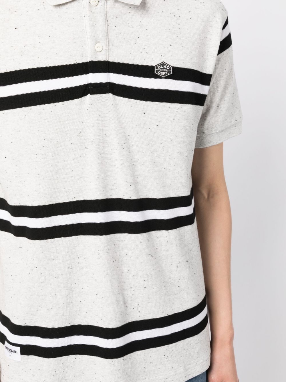 Shop Chocoolate Striped Cotton Polo Shirt In Grey