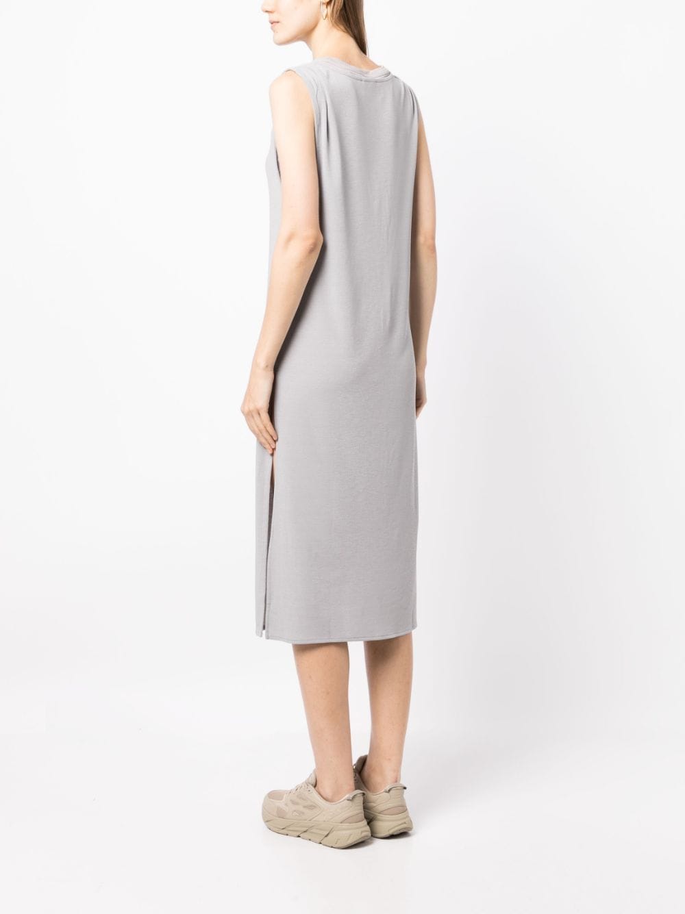 Shop Izzue Crew-neck Sleeveless Midi Dress In Grey