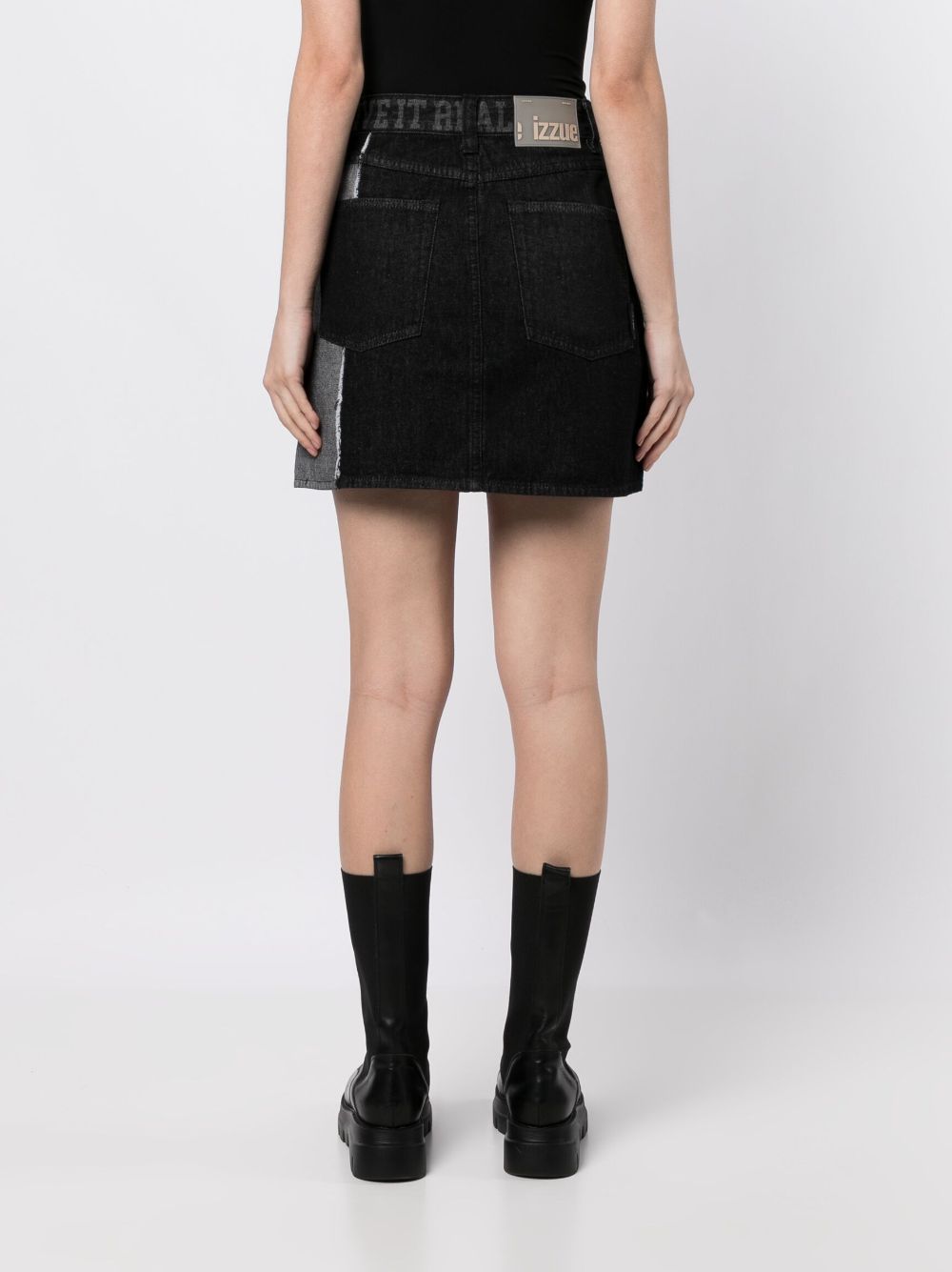 Shop Izzue Logo-patch Denim Skirt In Black