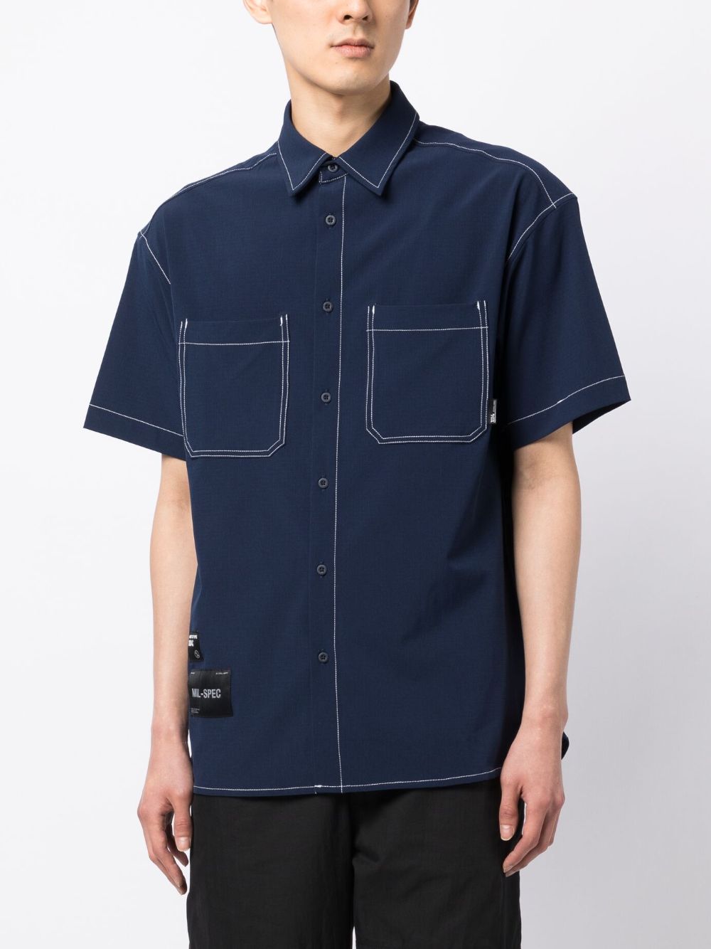 izzue contrast-stitching short-sleeve shirt - Blue