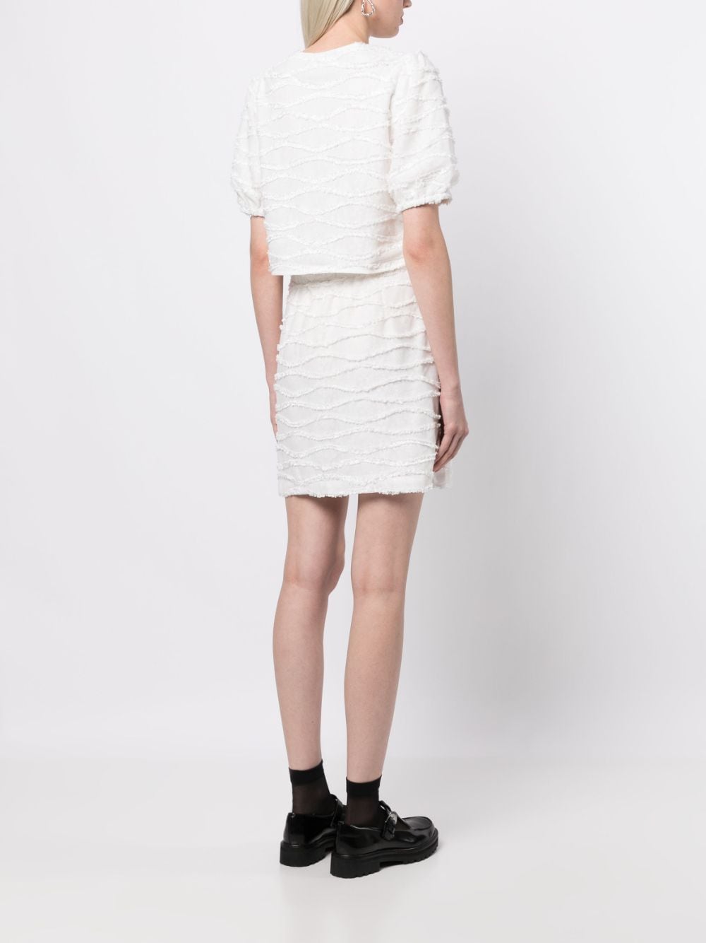 Shop Tout A Coup Frayed Knitted Top And Skirt Set In White